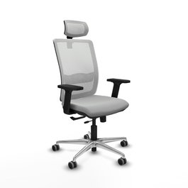 PIQUERAS Y CRESPO Silla de oficina Haches con mecanismo Sincro/Traslack, Gris claro y Blanco