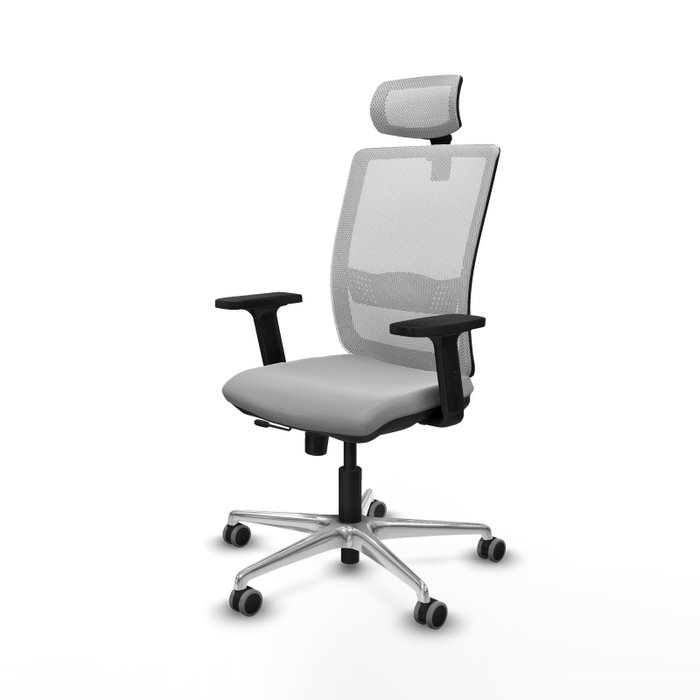 PIQUERAS Y CRESPO Silla de oficina Haches con mecanismo Sincro/Traslack, Gris claro y Blanco