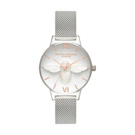 Olivia Burton OB16AM146 Reloj de Mujer con Esfera Gris y Diseño 3D Bee