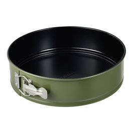 San Ignacio Molde Redondo Desmontable Experto Acero al Carbono Ø26 x 6.8 cm Color Verde Oliva para Hornos Antiadherente Interior
