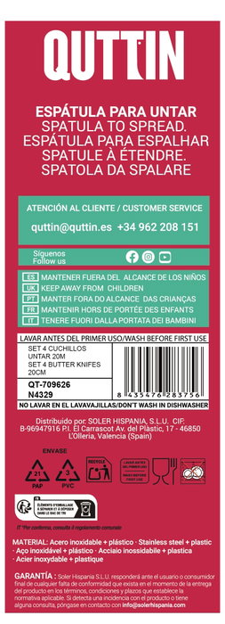 Inde Set de 4 Cuchillos para Untar Samba de 8 cm