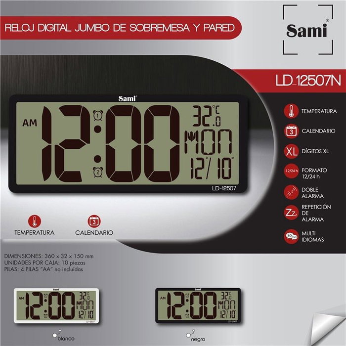 SAMI Reloj LCD XXXL Calend negro