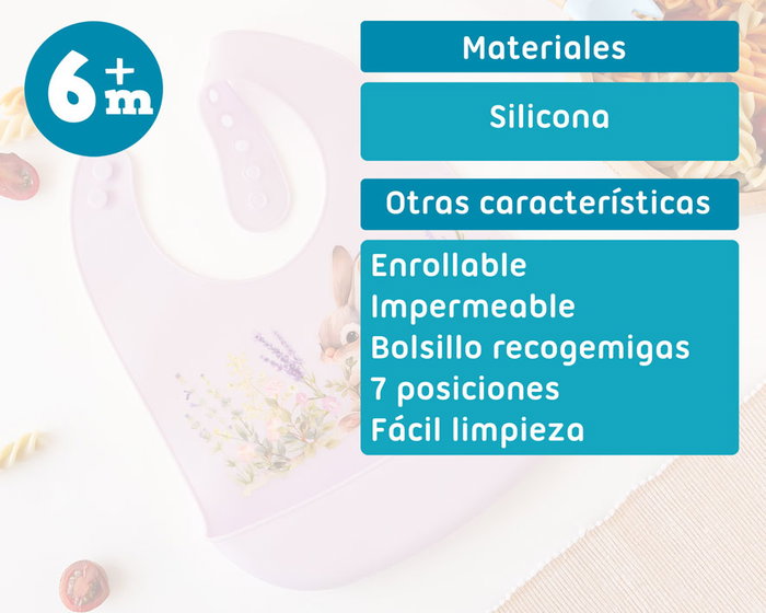KioKids Babero Blandito Impermeable de Silicona Ajustable con Bolsillo Recogemigas Color Lavanda +6 Meses KioKids Babero Blandito Impermeable de Silicona Ajustable con Bolsillo Recogemigas Color Lavanda +6 Meses