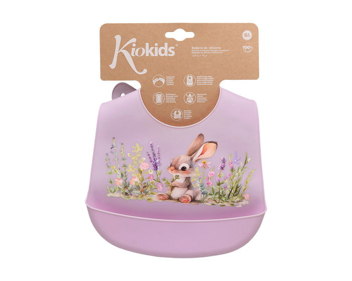 KioKids Babero Blandito Impermeable de Silicona Ajustable con Bolsillo Recogemigas Color Lavanda +6 Meses KioKids Babero Blandito Impermeable de Silicona Ajustable con Bolsillo Recogemigas Color Lavanda +6 Meses