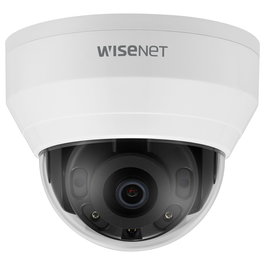 Hanwha Wisenet Cámara de Seguridad IP QND-8020R Exterior 5MP Domo Fijo IR Visión Nocturna 20m, 4mm, 82°-105°, PoE, Compatible con MicroSD