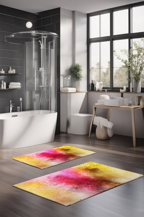 Mijölnir CT-5011 Juego de 2 Alfombrillas de Baño Antideslizantes Antibacterianas de Poliéster 40x60 cm y 60x100 cm Lavables a Máquina