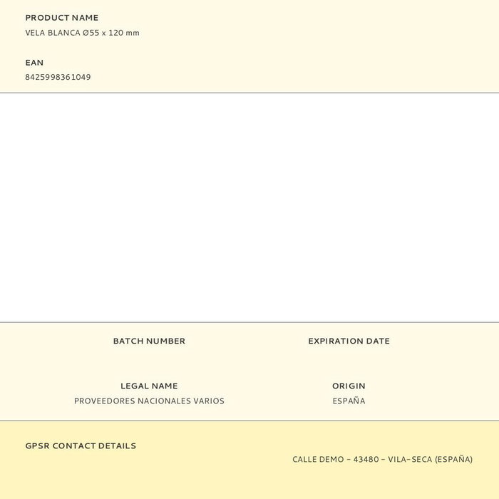 Basics Vela Blanca ø55 x 120 mm Cirio Parafina