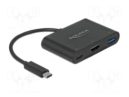 DeLOCK 64091 Adaptador USB Type-C a HDMI 4K, USB Tipo-A y USB Type-C PD