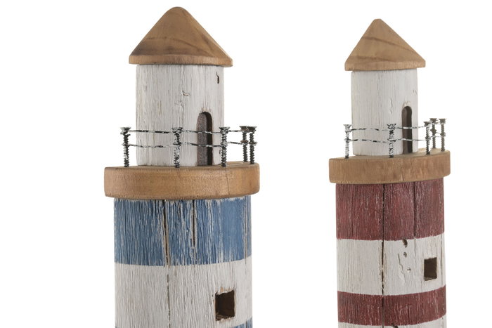 DKD Home Decor Percheros de Pared de Madera Reciclada con Diseño de Faro (Pack de 2)