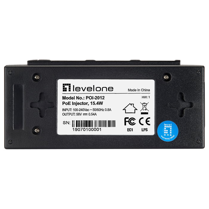 Level One Inyector PoE POI-2012 15,4W Negro Level One Inyector PoE POI-2012 15,4W Negro