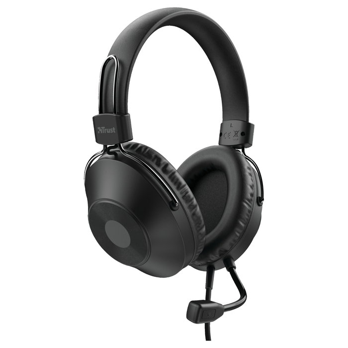 Trust Auriculares Diadema USB HS-250 Over-Ear Circumaural para Llamadas y Música, Negro, 20-20000 Hz, 108 dB, Boom Micrófono Extraíble