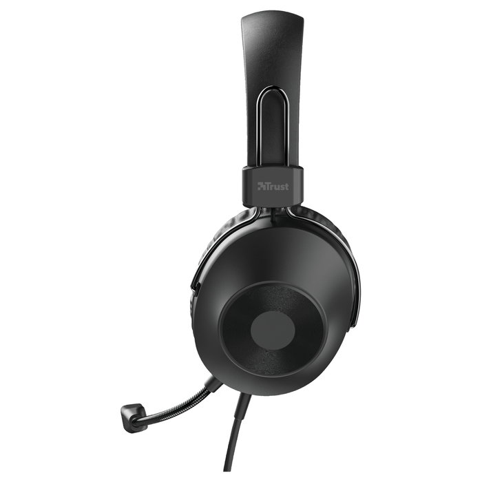 Trust Auriculares Diadema USB HS-250 Over-Ear Circumaural para Llamadas y Música, Negro, 20-20000 Hz, 108 dB, Boom Micrófono Extraíble