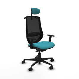 PIQUERAS Y CRESPO Silla de oficina Mardos con mecanismo Sincro/Traslack, Turquesa y Negro