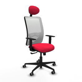 PIQUERAS Y CRESPO Silla de oficina Zulema con mecanismo Sincro Rojo y Blanco