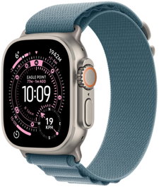 Apple Watch Ultra 3 GPS + Cellular 49mm Natural Titanium Case | Light Blue Alpine Loop - Large
