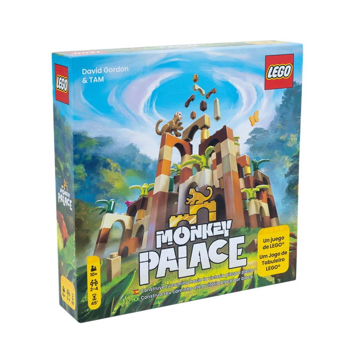 Dotted Games Monkey Palace DOT10006 - Juego de Mesa Familiar Estratégico de Construcción LEGO con Cartas, para 2 a 4 Jugadores, Duración 45-60 Min, Español/Portugués