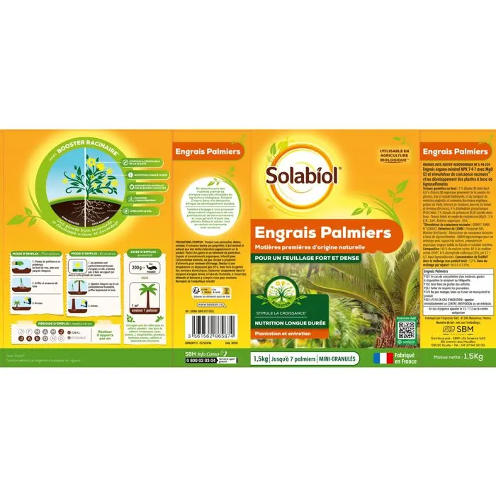 Solabiol SOPALMY15 Fertilizante Palmeras y Plantas Mediterráneas - 1,5 Kg Solabiol SOPALMY15 Fertilizante Palmeras y Plantas Mediterráneas - 1,5 Kg