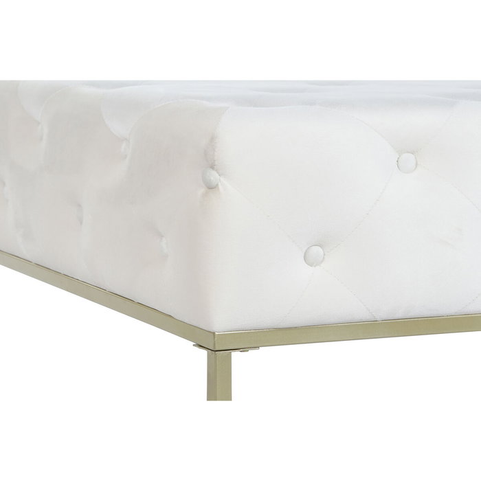 DKD Home Decor Descalzadora Capitoné Blanco y Dorado