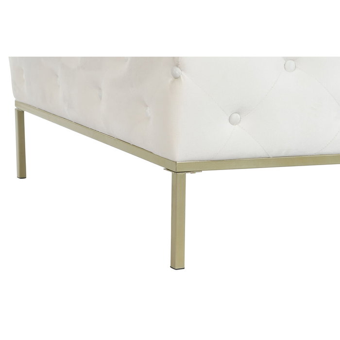 DKD Home Decor Descalzadora Capitoné Blanco y Dorado