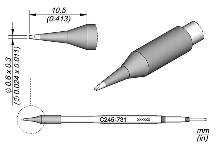 JBC TOOLS Punta de soldadura tipo destornillador 0,6x0,3mm C245731