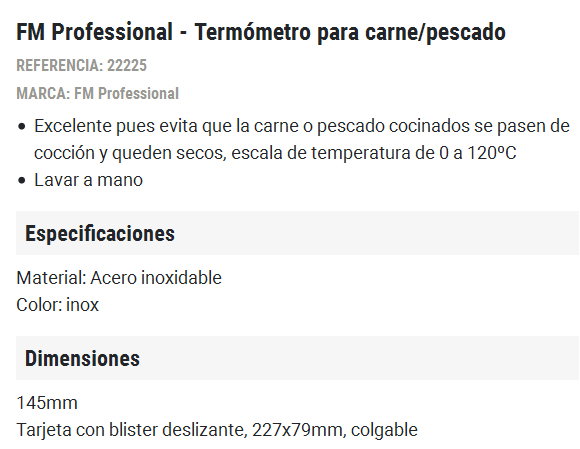Fackelmann Termómetro para Carne/Pescado
