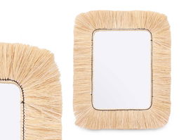 Giftdecor Espejo Rectangular Sencillo de Cristal y Hierba Marron con 2 posiciones para colgar 77x67x3 cm