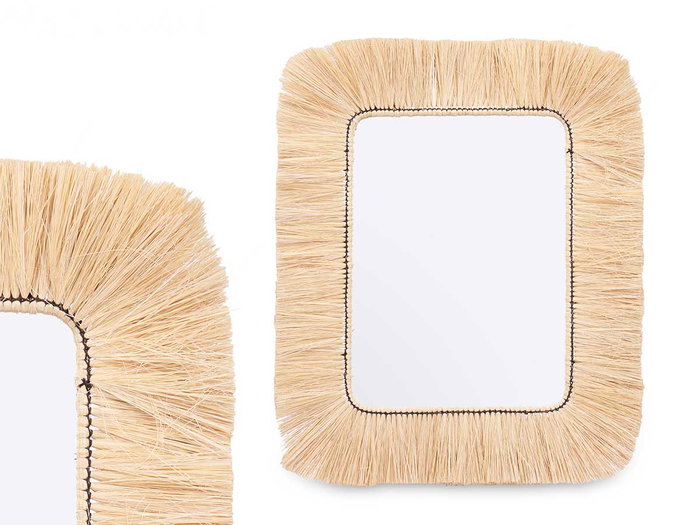 Giftdecor Espejo Rectangular Sencillo de Cristal y Hierba Marron con 2 posiciones para colgar 77x67x3 cm Giftdecor Espejo Rectangular Sencillo de Cristal y Hierba Marron con 2 posiciones para colgar 77x67x3 cm