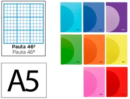 Liderpapel Libreta 360 Tapa Plástico A5 48 Hojas 90gr Rayado Nº46 Colores Surtidos
