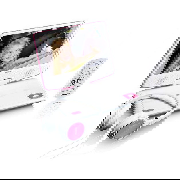 Lenco DVP-910 Reproductor DVD Portátil 9" TFT Convertible Negro Rosa USB KFZ-Halterung