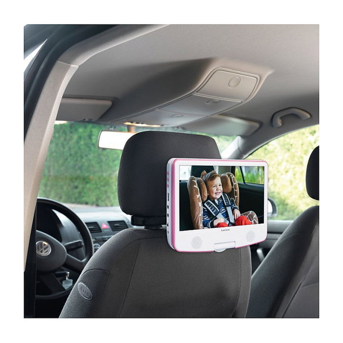 Lenco DVP-910 Reproductor DVD Portátil 9" TFT Convertible Negro Rosa USB KFZ-Halterung