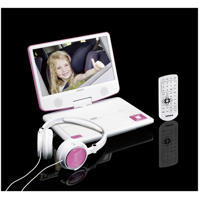 Lenco DVP-910 Reproductor de DVD portátil convertible con pantalla TFT de 9 pulgadas, Negro/Rosa Lenco DVP-910 Reproductor de DVD portátil convertible con pantalla TFT de 9 pulgadas, Negro/Rosa