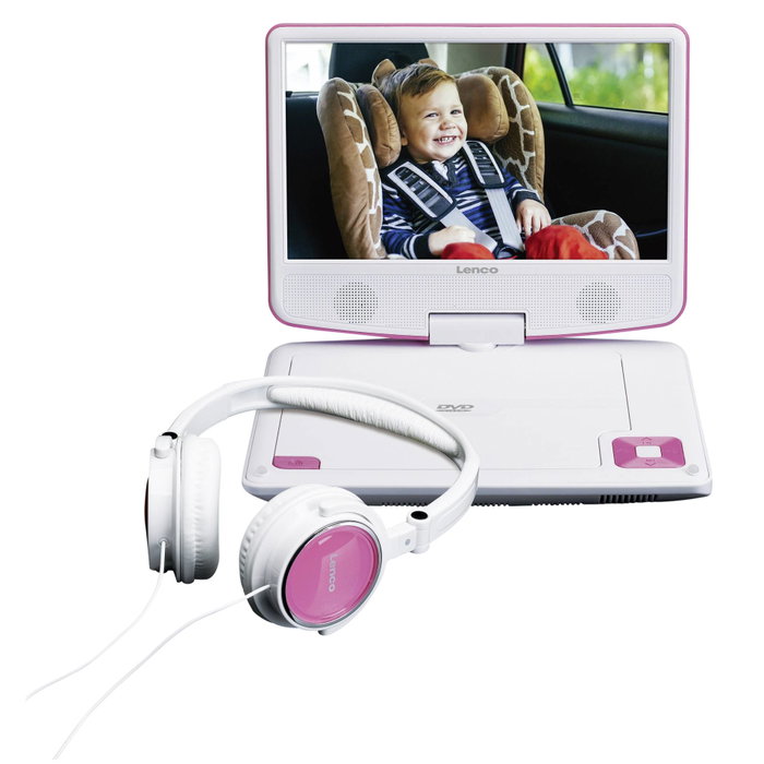 Lenco DVP-910 Reproductor de DVD portátil convertible con pantalla TFT de 9 pulgadas, Negro/Rosa Lenco DVP-910 Reproductor de DVD portátil convertible con pantalla TFT de 9 pulgadas, Negro/Rosa