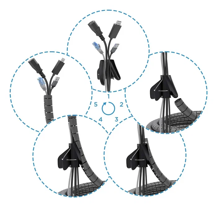 Aisens Organizador de Cables en Espiral 25mm 6m Negro