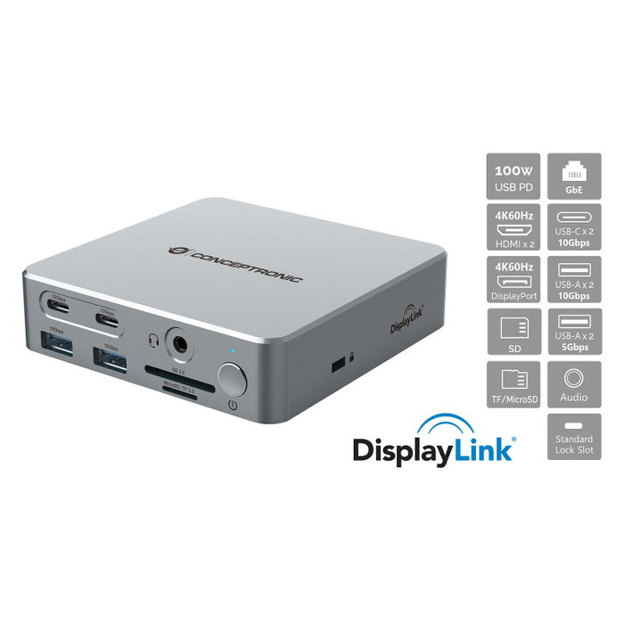 Conceptronic DONN25G Docking Station 15 en 1 Plata Conceptronic DONN25G Docking Station 15 en 1 Plata