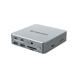 Conceptronic DONN25G Docking Station USB-C 15 en 1 con 2x HDMI, Ethernet, Lector de Tarjetas y Puerto Audio - Plata