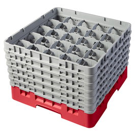 CAMBRO - 25S1114-163 - Cesta de lavado 25 comp. 6 alturas - 8,7 cm Ø máx. - alt. máx. 29,9 cm - 50 x 50 x 34,9 cm - Rojo