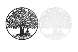 DKD Home Decor Decoración de Pared Metal Árbol Buda Surtido de 2 Colores