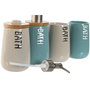 DKD Home Decor Set de 2 Accesorios de Baño en Dolomita y Bambú Beige y Turquesa