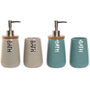 DKD Home Decor Set de 2 Accesorios de Baño en Dolomita y Bambú Beige y Turquesa