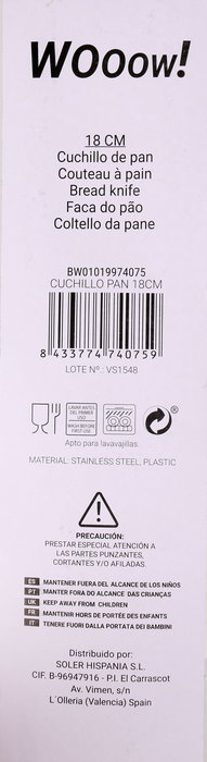 Wooow Cuchillo Pan 18 cm (36 Unidades)