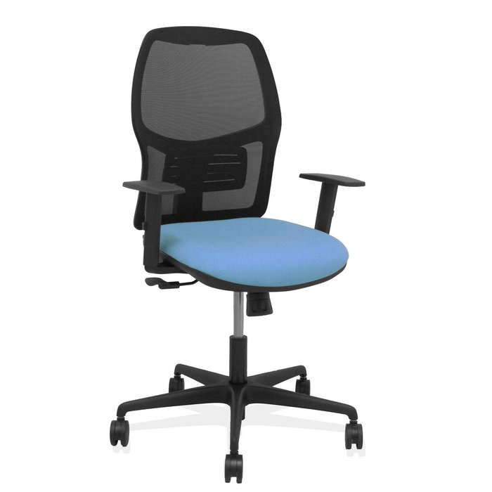 PIQUERAS Y CRESPO Silla Alfera con Mecanismo Sincro, Respaldo Malla Negra y Asiento Azul Cielo PIQUERAS Y CRESPO Silla Alfera con Mecanismo Sincro, Respaldo Malla Negra y Asiento Azul Cielo
