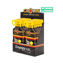 CROWN SPORT NUTRITION Energy Gel Limón - Pack de 12 Unidades de 40g - Gel Energético con Carbohidratos, BCAA, Sales Minerales - Apto para Veganos