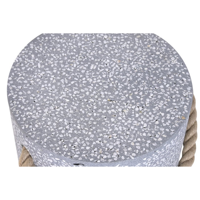 DKD Home Decor Mesita Auxiliar de Hormigón y Cuerda Terrazo Gris