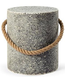 DKD Home Decor Mesa de Noche Auxiliar de Hormigón y Cuerda, Estilo Terrazo, Gris, 40 x 40 x 45 cm