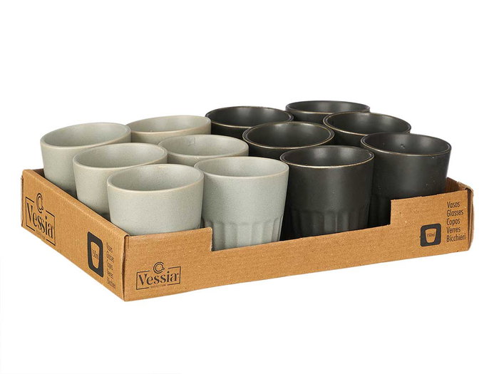 Vessia Vaso Cortado Surtidos Gris Negro 150 ml 7x8x7 cm (Set de 36)