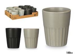 Vessia Vaso Cortado Surtidos Gris Negro 150 ml 7x8x7 cm (Set de 36)