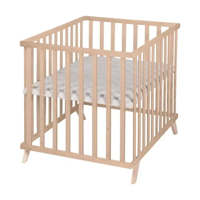 Roba Parque infantil ROB4005317333564 - 75 x 100 cm - Gris con alfombra de juegos 'Lil Planet' - Madera natural