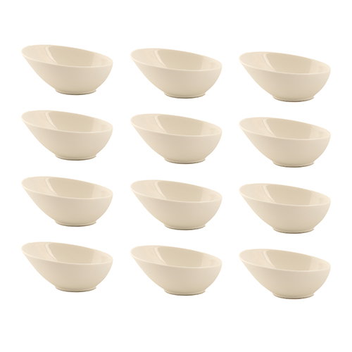 Summa Bol Inclinado 9 cm - Bowl de Porcelana Marfil, Capacidad 10 cl (Set de 12)