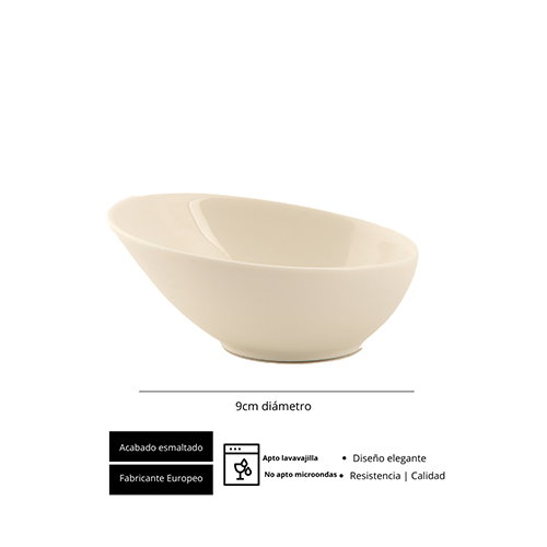 Summa Bol Inclinado 9 cm - Bowl de Porcelana Marfil, Capacidad 10 cl (Set de 12)
