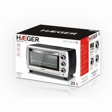 HORNO / TOSTADOR SOBREMESA MULTIFUNCION HAEGER OLIVER 23L- 1500W - TEMPORIZADOR REGULABLE - 4 RESISTENCIAS ACERO INOX - PUERTA VIDRIO DOBLE